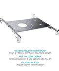 New Construction Mounting Plate For 3, 4, And 6 Inch LED Recessed Lights Kit With Extendable Hanger Bars, 4 Pack