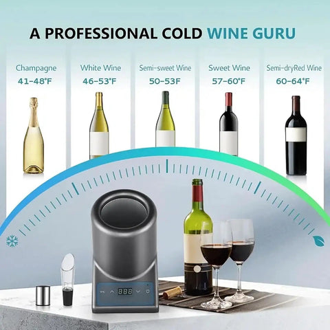Kick It Cool With This Electric Wine Bottle Chiller That Locks In Frosty Temperatures Using Zero Ice And Smart Digital Controls Portable Single Bottle Cooler with wine types.