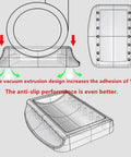 Diagram of Bed Stopper And Furniture Stopper Caster Cups For All Furniture Wheels Sofas Beds And Chairs Solid Silicone No Slip Scratch Proof showing vacuum extrusion design with anti-slip performance features.