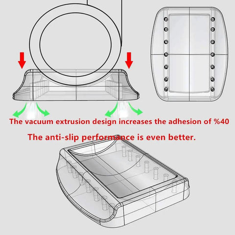 Diagram of Bed Stopper And Furniture Stopper Caster Cups For All Furniture Wheels Sofas Beds And Chairs Solid Silicone No Slip Scratch Proof showing vacuum extrusion design with anti-slip performance features.