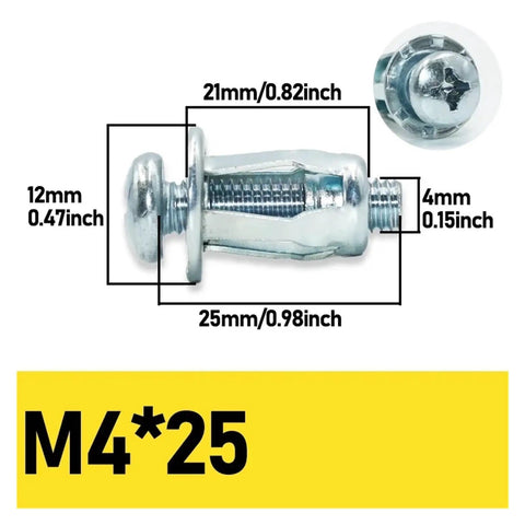 Heavy Duty Hollow Wall Anchors Set With Expansion Screws Nuts M4 M5 M6 200 Piece DIY Friendly Rivet Nut Kit For Drywall And Masonry M4*25 metal anchor