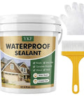 Transparent Waterproof Sealant Self Leveling Clear Coating Knock Out Roof Leaks And Gutters Water Based Brush On Membrane No Fuss Quick Cure Protection 68 Ounce Tub with brush and gloves.