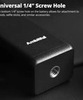 Close-up of universal 1/4" screw hole on Power Bank Grip For Pocket 3 And Pocket 4 Camera With 5000 mAh Battery LED Display