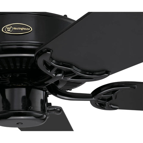 Close-up of Contractor's Choice 52 Inch Ceiling Fan No Light For Large Rooms Up To 225 Sq Ft Matte Black Finish Traditional Indoor Mount