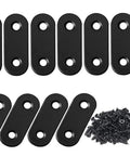 Heavy Duty Steel Mending Plates 80 Pack Straight Corner Braces For Wood Furniture Cabinet Repair Reinforcement Real Deal Diy Hardware Kit With No Sweat Pre Drilled Installation showing black steel plates with screws.