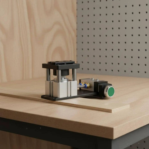 Edge Banding Punch With Double Hole Pneumatic System Aluminum Alloy Housing CNC Finished Compact Cabinet Maker Tool For Furniture Assembly 8/15mm Double Hole Puncher Fast Setup Precise Alignment Smooth Clean Finishes on wood panel