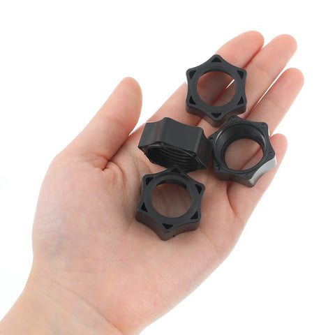 Person holding four black 6 Pack 17mm Ball Adapter Tightening Nuts For Car Phone Mount Replacement Parts Screw On Nut Ring For 17mm Ball Heads