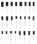 Electrolytic Capacitor Kit for DIY Electronics, 500 Piece Assortment With 24 Values From 0.1uF To 1000uF, capacitors with various values and voltages