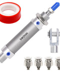 Compact 16mm Bore 25mm Stroke Air Cylinder MAL16x25 Double Action Pneumatic Cylinder With Y Connector And Four Quick Fittings