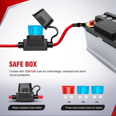 Led Pod Lights Wiring Harness Kit with 12V 5Pin Rocker Switch SPST Waterproof Toggle and power relay blade fuse