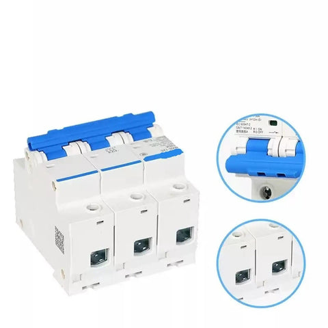 No Nonsense Heavy Duty Miniature Circuit Breaker With Rock Solid Electrical Panel Safety Gear For Backyard Sheds And Commercial Projects With Hella Reliable Operation 1 2 3 4 Pole 80A 100A 125A Rated, three-pole design, DIN rail mount, white and blue features.