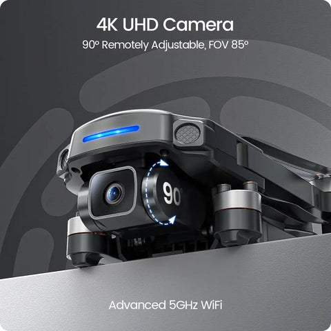 HS360S Foldable GPS Drone With 4K UHD Camera For Adults And Newbies, Ultra Lightweight, showing 90° adjustable lens close-up
