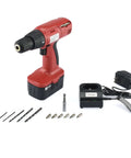 18 Volt Cordless Drill Featuring Smooth Operator Performance And Slick Keyless Chuck Heavy Duty Power Tool with charger and bits.