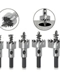 Heavy Duty Rock Solid HSS Hole Saw Drill Bits Set Tough As Nails Workhorse Cutter for wood, metal, aluminum, plastic, 5pc set.