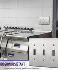 Stainless Steel Wall Plate For Toggle Switches 3 Gang 4.50 By 6.38 Inches Corrosion Resistant Cover, kitchen view
