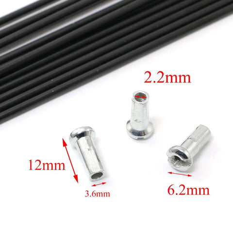 12 Pack 220mm Two Point Two Millimeter 13G Stainless Steel MTB Road Bike Spokes With Nipples And Copper Cap Built To Last