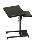 Mobile Adjustable Height Laptop Desk On Wheels Tiltable Work Table For Laptop Or Notebook, Swivel Cart With Casters Includes Mouse Pad
