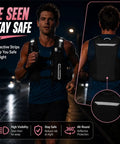 Man running at night wearing reflective Lightweight Running Hydration Vest For Men And Women With 6 Plus Pockets And Front Bottle Holders Secure Zippered Pockets For Phone Keys And Tissue Breathable Slim Fit Pink Hydration Pack For Daily Runs And Outdoors