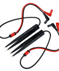 Pro Grade Test Lead Tweezer Set For Multimeter Two Pack 1000V 20A Probes With SMD Tweezers Clips, shown with black and red cables.