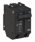 Q-Line 20 Amp Double Pole Circuit Breaker 120 240 VAC Thermal Magnetic Plug On Load Center Safety for Residential and Commercial Panels Built Tough for Home and Pro Shops 10 kAIC, black ABB breaker