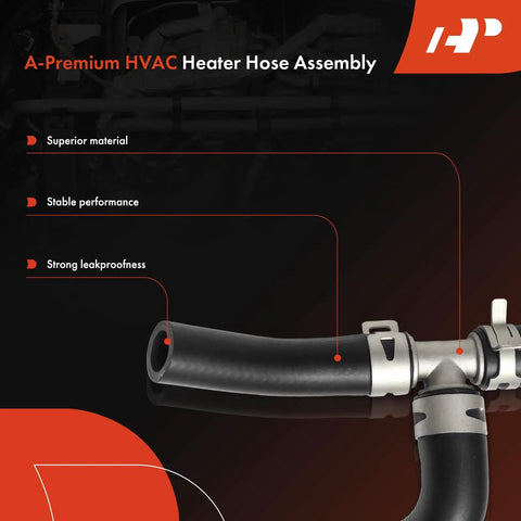 2-Piece Inlet And Outlet HVAC Heater Hose Line Assembly With Clamps For Chevrolet Traverse 2009-2017, GMC Acadia 2007-2017, Buick Enclave 2008-2017, highlighting material and leakproof features
