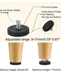 Eight Piece Adjustable Leveling Feet Set With PVC Round Floor Protectors Keeps Furniture Stable On Uneven Surfaces For Tables Chairs And Cabinets No Slip Protection And No Wobble Scratches With Easy To Turn Levelers, black plastic foot 9-17mm