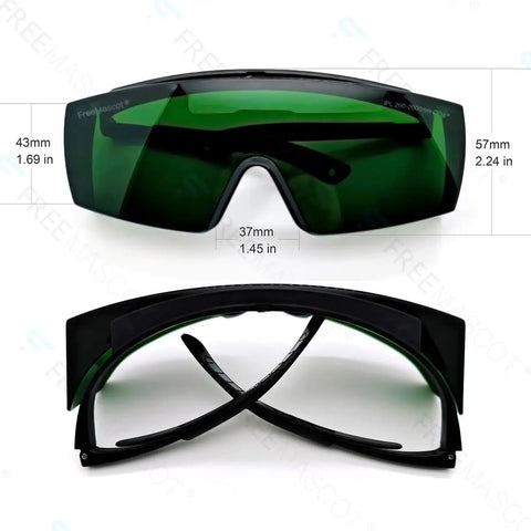 Red Light Therapy Glasses 200Nm To 2000Nm With OD 4 Plus UV Shield Pro Grade Lightweight Frame, green polycarbonate lenses