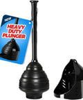 Heavy Duty Toilet Plunger With Wall Rack Powerful Suction designed to blast through stubborn clogs with thick rubber bowl.
