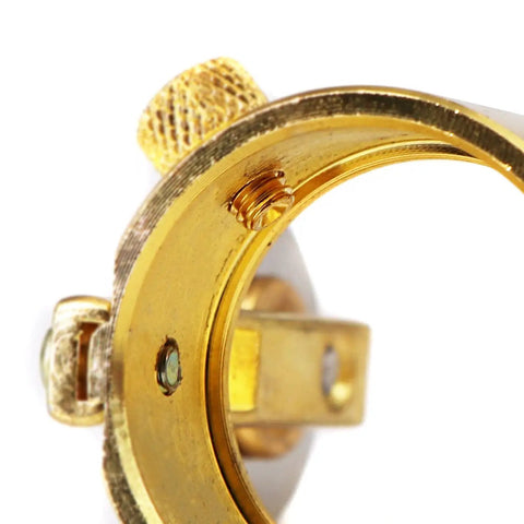 Close-up of Plasma Cutter Roller Guide Wheel Spacer Circle Compass Stand Off For P 80 Pilot Arc Starting Fit For Panasonic 80A 100A Torch Easy Install Dope Upgrade With High Temp Resistant Premium Build showing the golden brass construction.