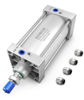 Heavy Duty Pneumatic Air Cylinder 125 mm Bore 150 mm Stroke Double Acting Single Rod M27X2 Threaded Rod Port One Half Inch With Four Push In Fittings