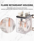 Beefy 24V DC Power Relay, 30A DPDT 2NO 2NC, 8 Pin, showing flame retardant housing and connectors.