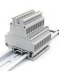 DIN Rail Terminal Block 10 Pack Double Deck Screw Clamp With Adjustable Pressure Spring Loaded Brass Contacts For 24 To 12 AWG Wire Pro Grade Industrial Electrical Terminal Kit on NS 35/7.5 DIN rail
