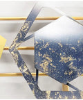 Heavy Duty Five Hook Wall Mount Coat Rack Sleek Steel Storage Bar For Zero Clutter Entryway Bedroom close-up of blue design with gold accents.