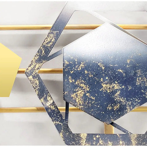 Heavy Duty Five Hook Wall Mount Coat Rack Sleek Steel Storage Bar For Zero Clutter Entryway Bedroom close-up of blue design with gold accents.