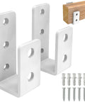 Built Tough Heavy Duty 2x4 Door Barricade Brackets U Shaped Security Brackets For Wood Sheds Gates And Basement Doors 2x4 Lumber Lock Rust Resistant Steel White shown with installation hardware