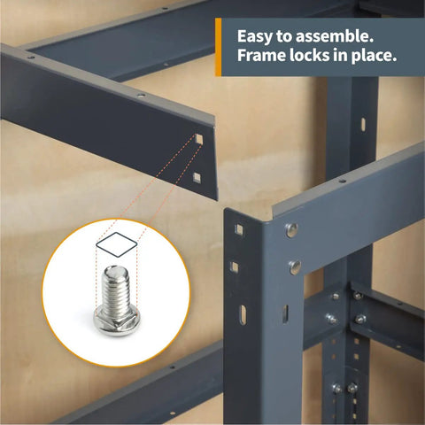 Heavy Duty Router Table Workbench Built Tough As Nails With 400 Pound Load Capacity And Adjustable Leveling Feet, close-up of assembly frame and locking screw.