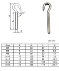 12 Piece M6 Stainless Steel Eye Bolts Kit With Nuts And Washers, Long Shank Threaded Rod Round Hook Eyelets For Indoor And Outdoor Use, Rust Resistant Fasteners Built To Last For Heavy Duty Jobs, M6 45mm