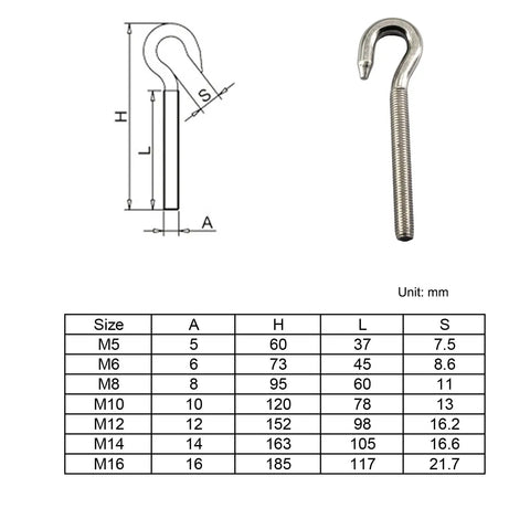 12 Piece M6 Stainless Steel Eye Bolts Kit With Nuts And Washers, Long Shank Threaded Rod Round Hook Eyelets For Indoor And Outdoor Use, Rust Resistant Fasteners Built To Last For Heavy Duty Jobs, M6 45mm