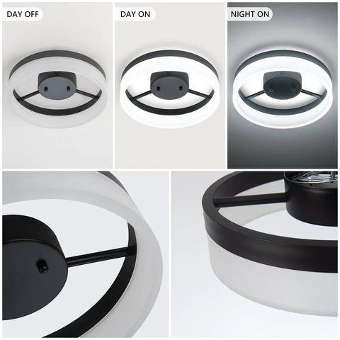 Dope Modern LED Semi Flush Mount Ceiling Light With Black Ring Vintage Modern Eleven Point Eight Inch Ring 18W Daylight 6000K Ceiling Lamp lighting modes