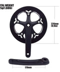 52T 130BCD Crankset For City And Folding Bikes shown with 170mm crank arm, square taper, weight details, suitable for 9/16 inch pedals.