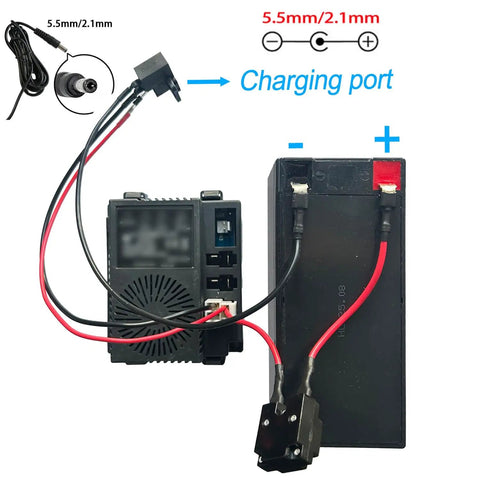 Round Charger Port Kit For Power Wheels Ride On Cars 6V 12V 24V Replacement Parts With 25A Fuse And Battery Connector Wires