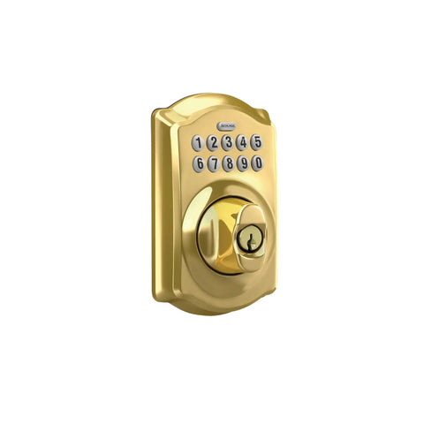 Lock Down Your Doorway With This Sleek Electronic Keypad Deadbolt That Comes Straight Up Preprogrammed For Smooth Keyless Entry And Holds Up To Nineteen Custom Codes In Bright Brass