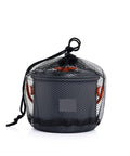 Hangable Camping Pot Kitchen Gear For Outdoor Cooking Nonstick Cookware shown in mesh storage bag