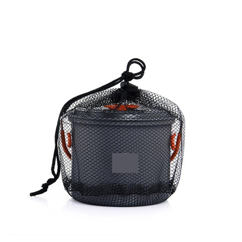 Hangable Camping Pot Kitchen Gear For Outdoor Cooking Nonstick Cookware shown in mesh storage bag