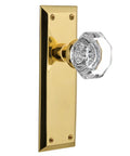 Crystal Door Knob With Plate In New York And Waldorf Style, Vintage Glass Door Hardware Set With Elegant Back Plate