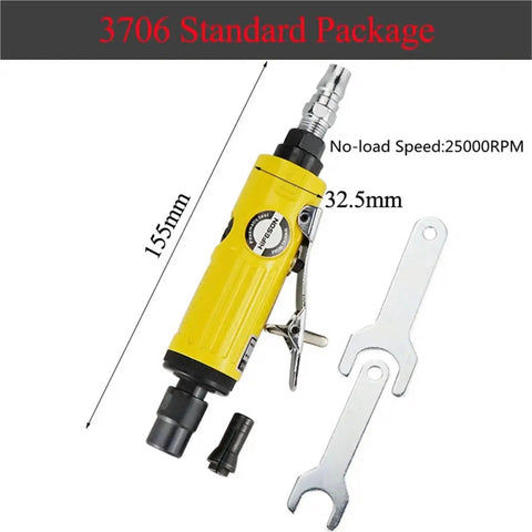 No Nonsense 25000 RPM Pneumatic Die Grinder with wrenches, 155mm long, ideal for precision milling and engraving.