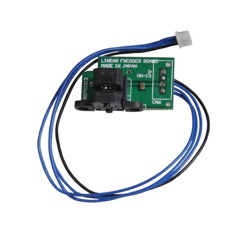 Linear encoder board sensor kit for Ready To Roll Encoder Strip And Linear Encoder Board Sensor Kit For Wide Format Printers Including SJ 540 SJ 740 FJ 540 FJ 740 SC 540 SC 545 EX SJ 745 EX SC 500 Replacement Parts For Precise Printhead Alignment And Smooth Media Feeding with blue wires.