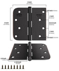 Top Shelf Oil Rubbed Bronze 4X4 Interior And Exterior Door Hinges Smooth Swinging Action dimensions and screw specifications.