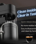 Cordless Battery Powered Electric Burr Coffee Grinder With 53mm Stainless Steel Conical Burrs clean design focus with quick-release for easy cleaning.