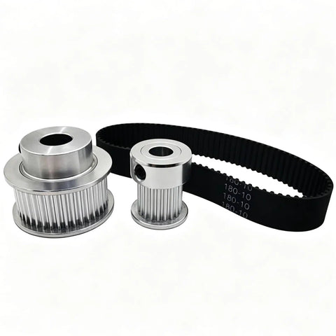 Super Cool 2GT Timing Pulley Set With 2 To 1 Ratio Perfect For Your DIY Projects Featuring Double Flange Design And Multiple Bore Sizes Like 4mm 6.35mm And Up To Include Long 600mm Belt Widths That Make Everything Run Smooth As Butter. aluminum 20T 40T pulleys with 180-10 belt